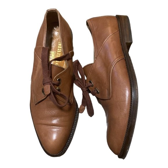 light brown lace up oxfords brogues preppy shoes size 36.5 / 6.5 - Picture 1 of 4